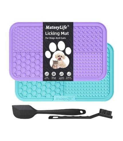 Lick Mat de forma rectangular, incluye espátula y cepillo